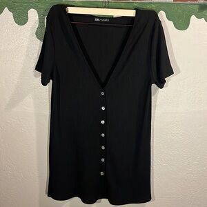 ZARA black short sleeve long cardigan